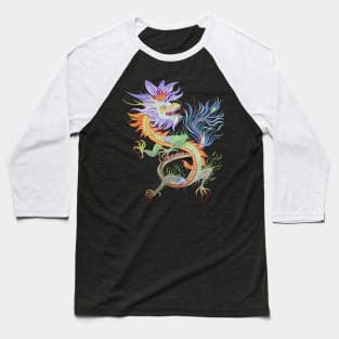 Bright and Vivid Chinese Fire Dragon Cut Out Baseball T-Shirt